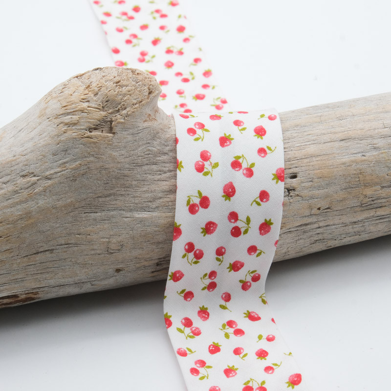 30mm Floral Bias Tape - Strawberry - Maison Klem